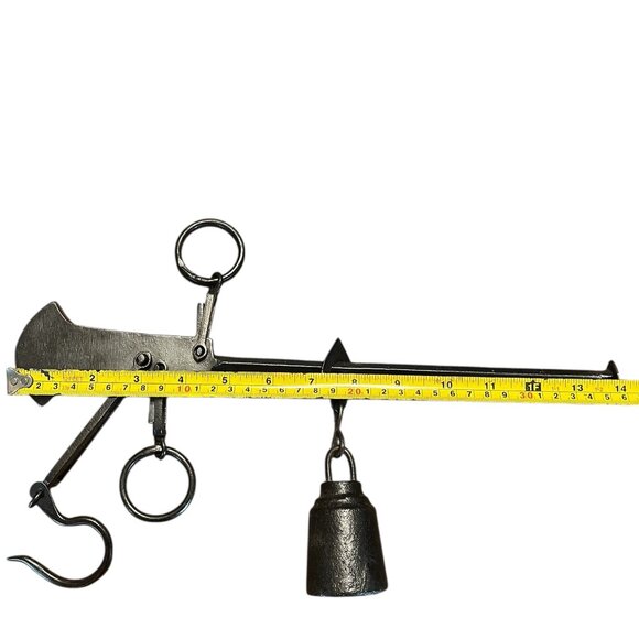 Vintage French Balance Scale 15 Kilos Iron Black Hanging Antique J.D.L. 14" Inch - Picture 2 of 11